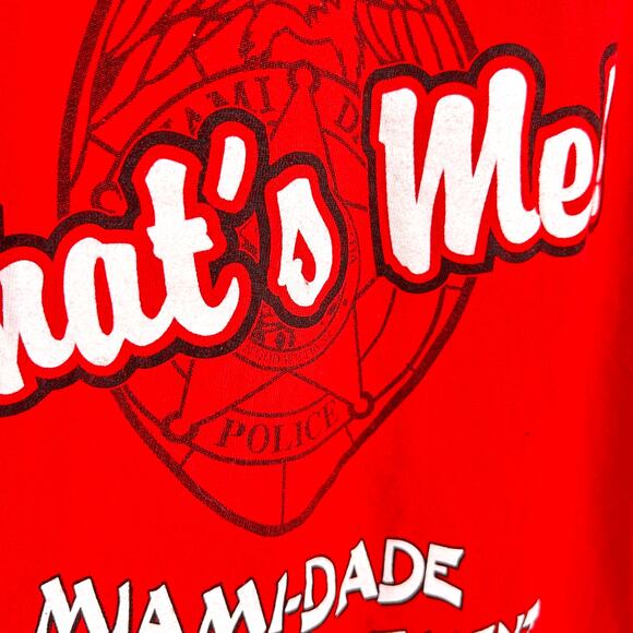 Y2K Miami Dade Police Red Drug Free Graphic 100% Cotton T-Shirt - Picture 2 of 6